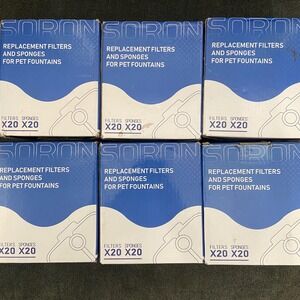 Lot of 6 Soron Replacement Filters Sponges Pet 20 Pack Cat Water Fountain Filter